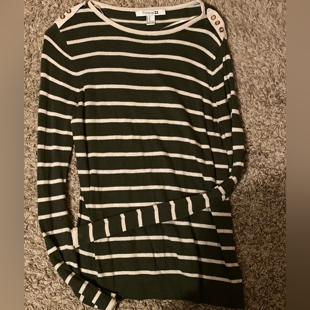 Striped sweater with button detail